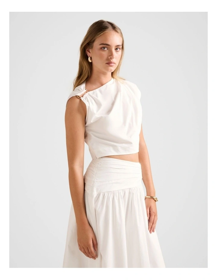 Dottie Draped Hardware Top in White image 3