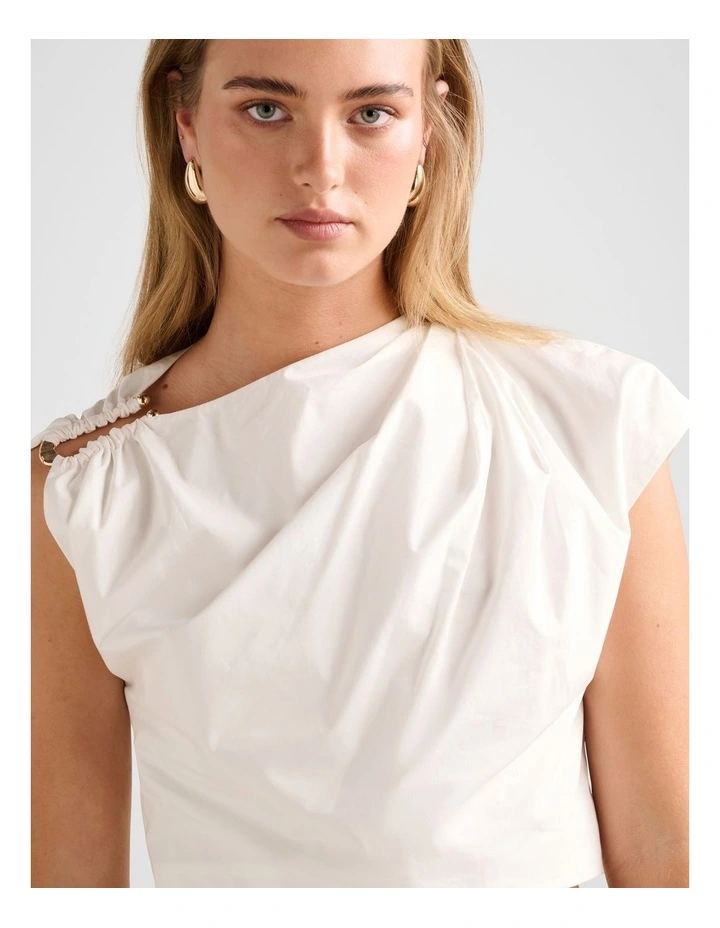 Dottie Draped Hardware Top in White image 4