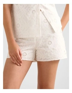 Bridie Embroidery Shorts in White