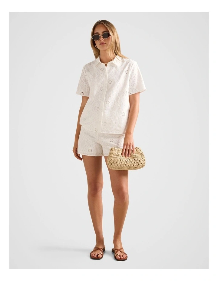 Bridie Embroidered Shirt in White image 5