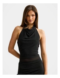 Lucy Heatseal Halter Neck Top in Black