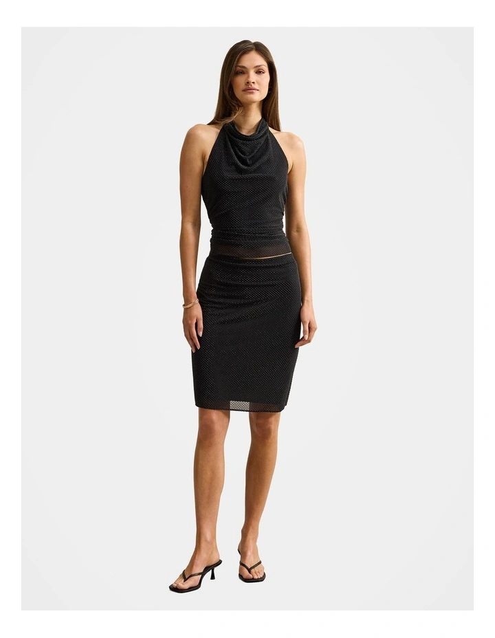 Lucy Heatseal Halter Neck Top in Black image 5