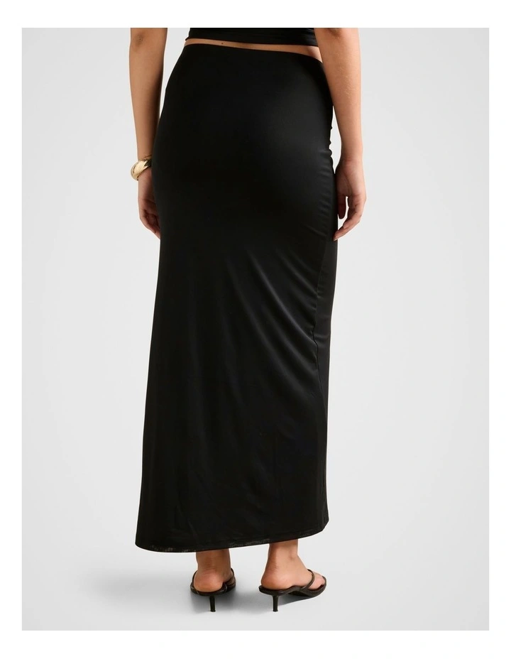 Savannah Ruched Mesh Skirt in Black image 2