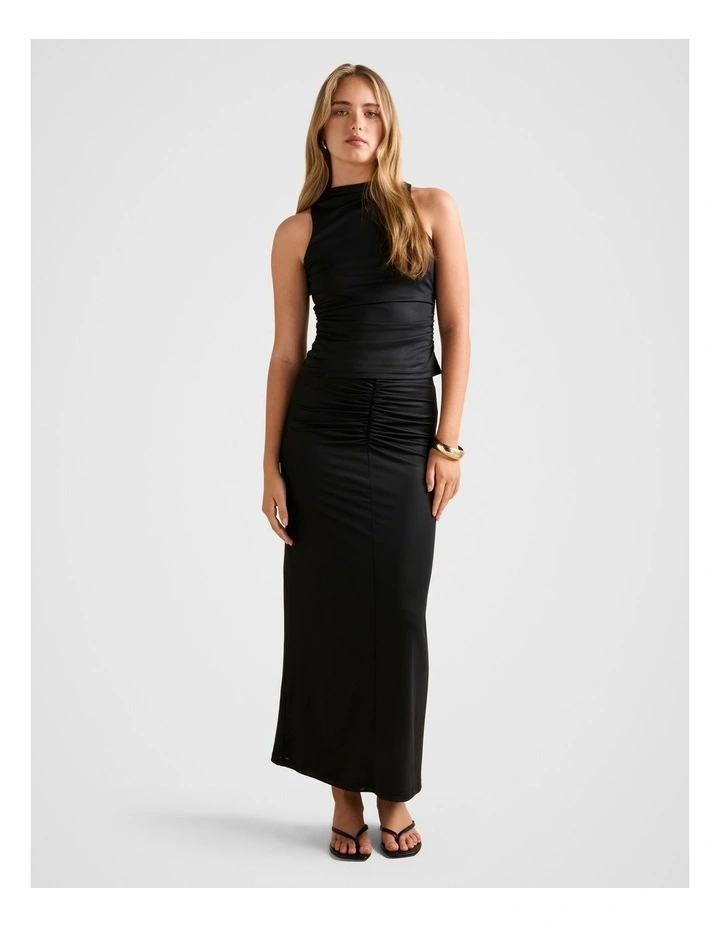 Savannah Ruched Mesh Top in Black image 5