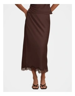 Enola Lace Maxi Skirt in Brown