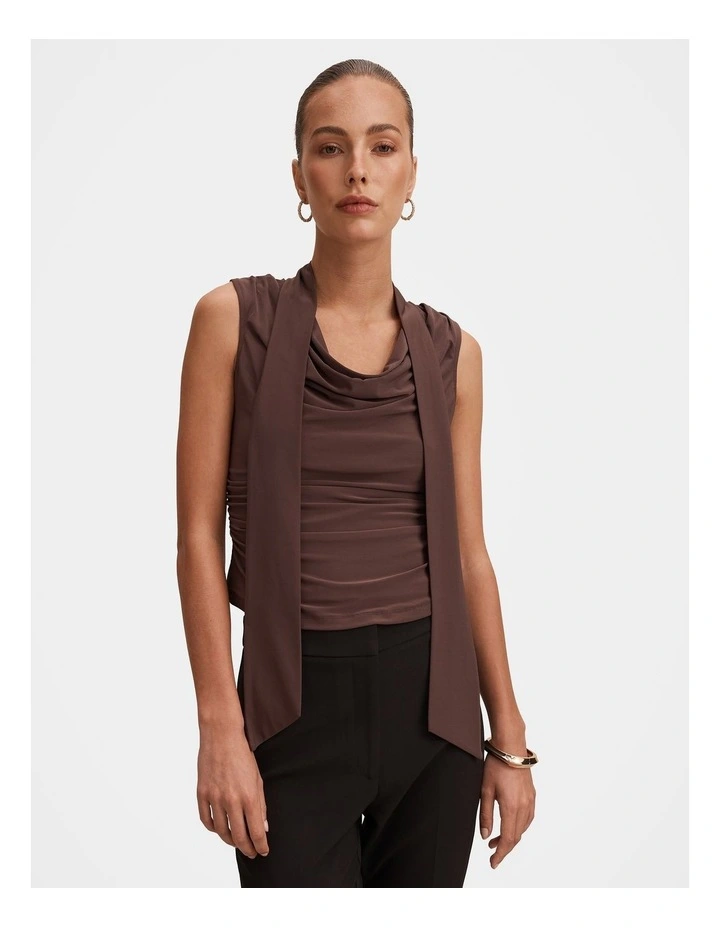 Hailey Tie Neck Cami Top in Chocolate image 1