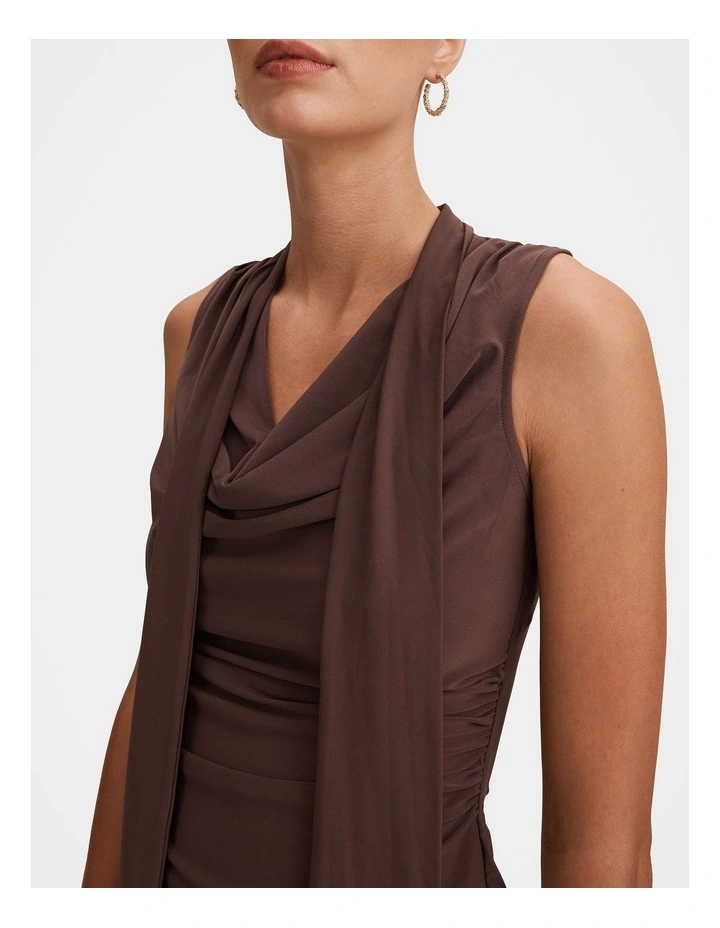 Hailey Tie Neck Cami Top in Chocolate image 4