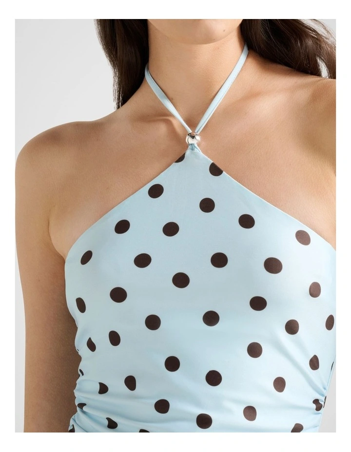 Bowie Tie Halter Neck Top in Blue image 4