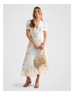 Briana Printed Shirt Dress in Blue