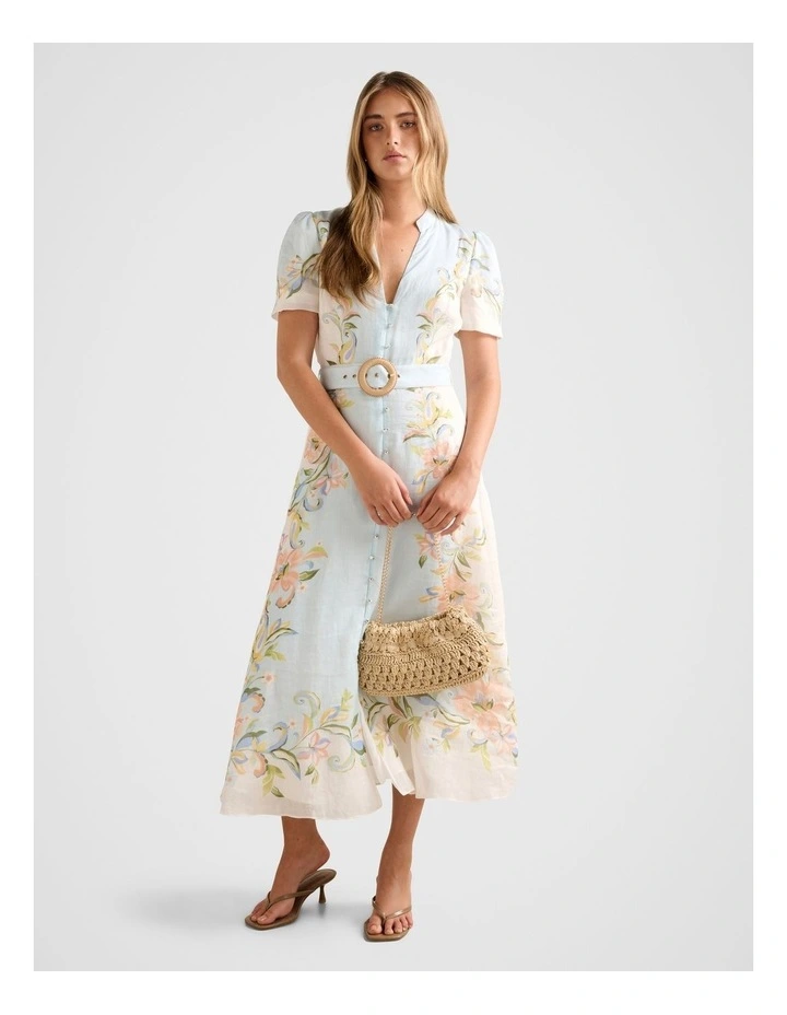 Briana Printed Shirt Dress in Blue image 1