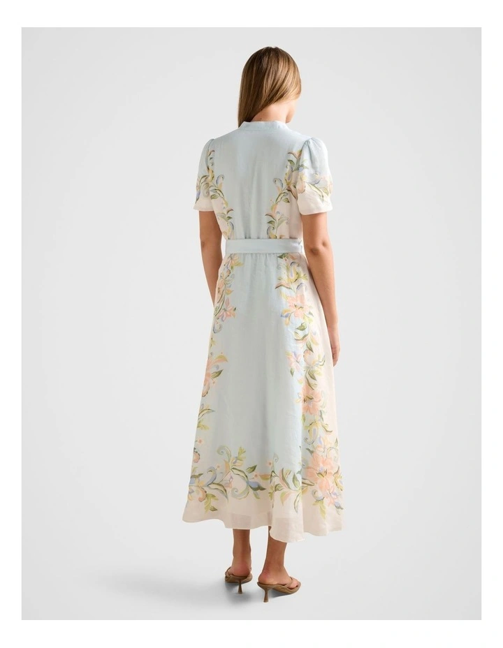 Briana Printed Shirt Dress in Blue image 2