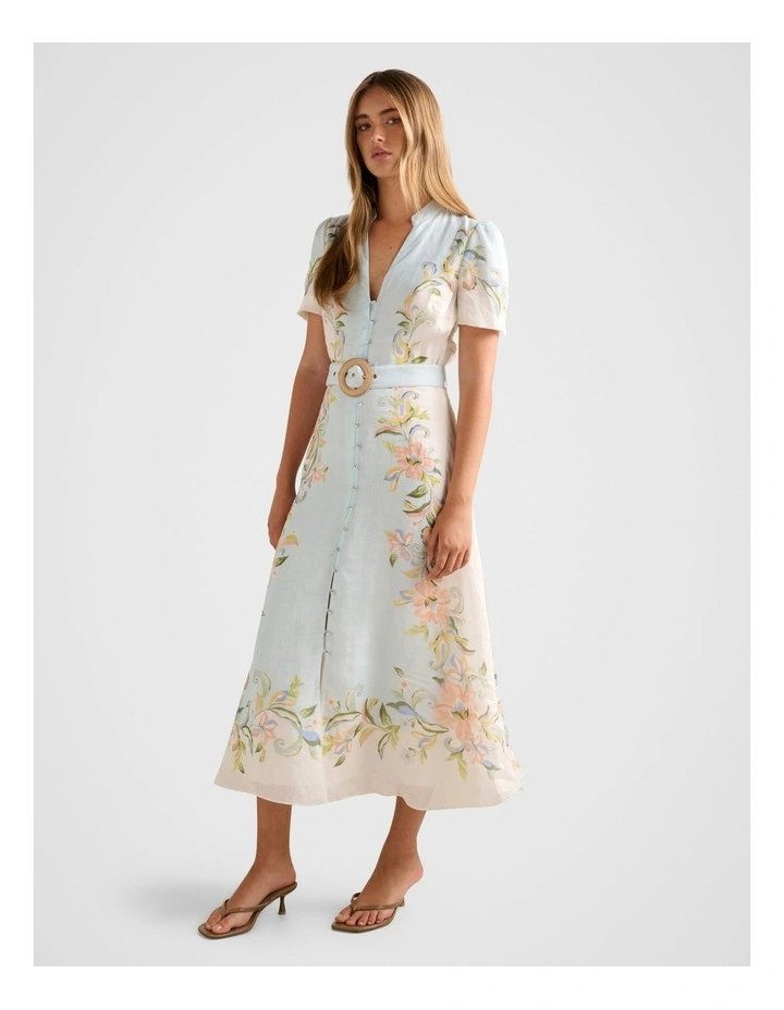 Briana Printed Shirt Dress in Blue image 3