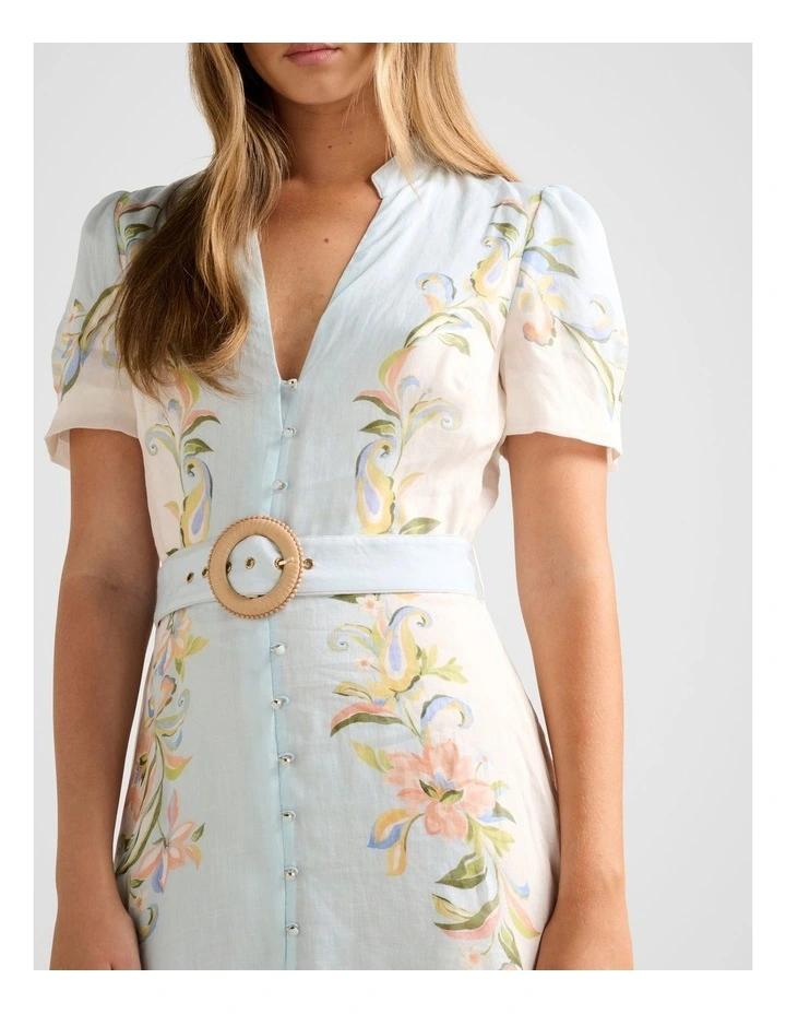 Briana Printed Shirt Dress in Blue image 4