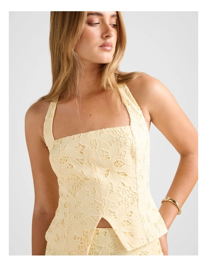 Sally Lace Halter Neck Top in Yellow image 4