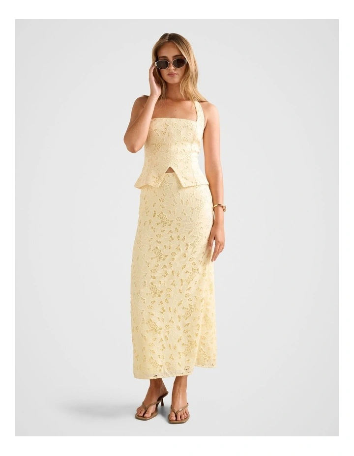 Sally Lace Halter Neck Top in Yellow image 5