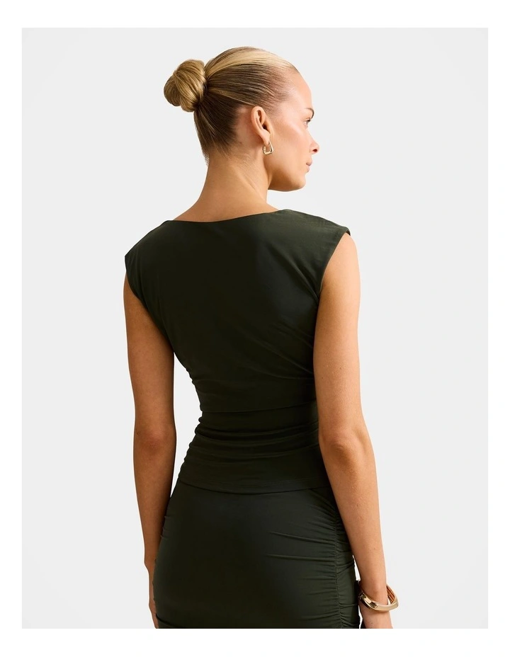 Jazelle Hardware Drape Detail Top in Green image 2