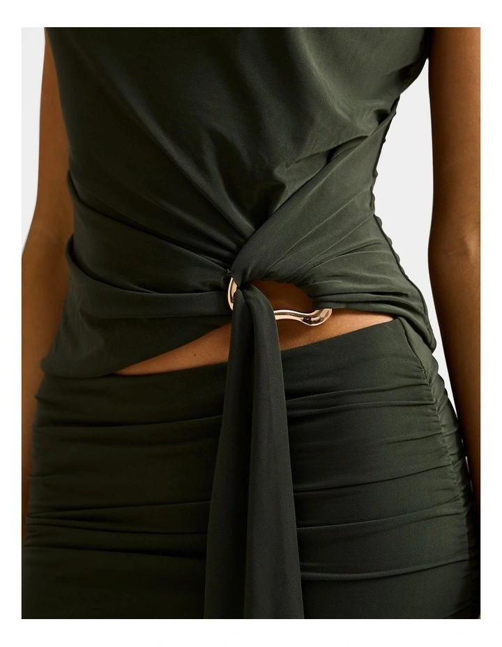 Jazelle Hardware Drape Detail Top in Green image 4