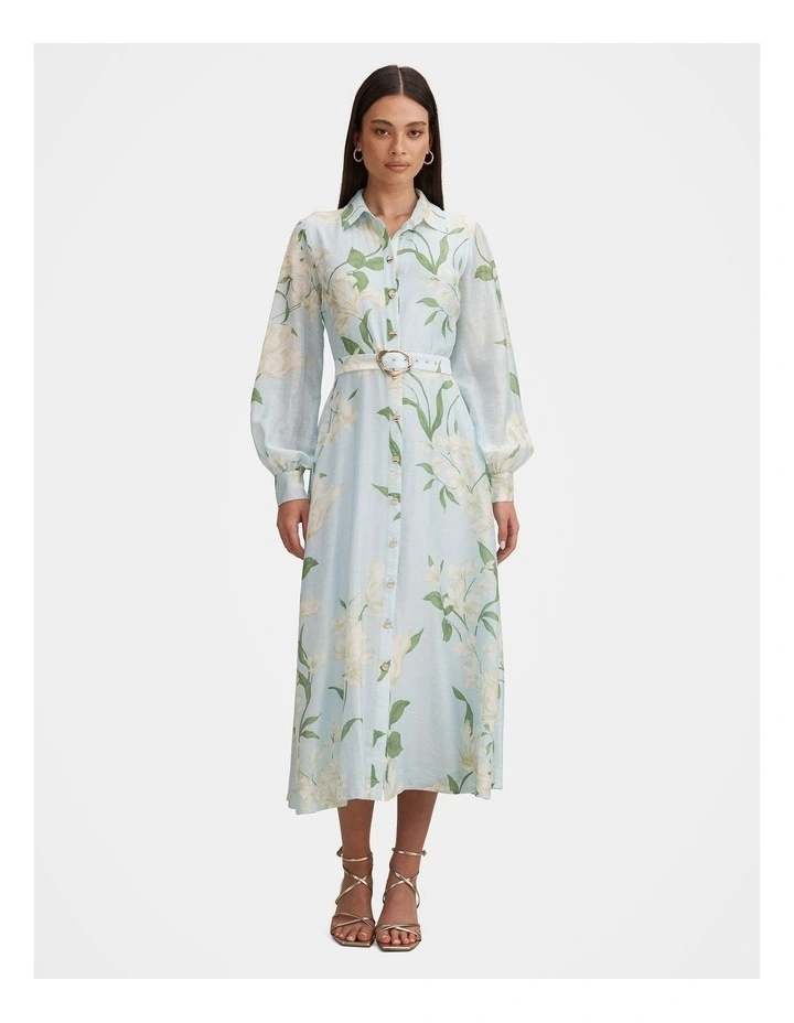 Freya Printed Shirt Dress in Blue image 1