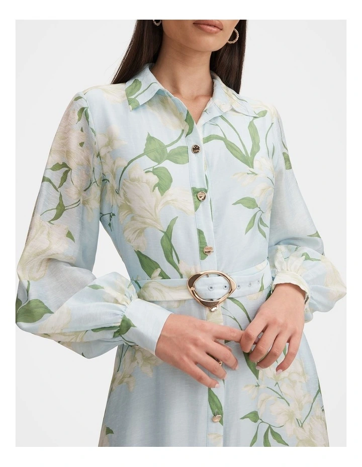 Freya Printed Shirt Dress in Blue image 4