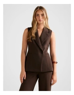 Arden Sleeveless Blazer in Brown