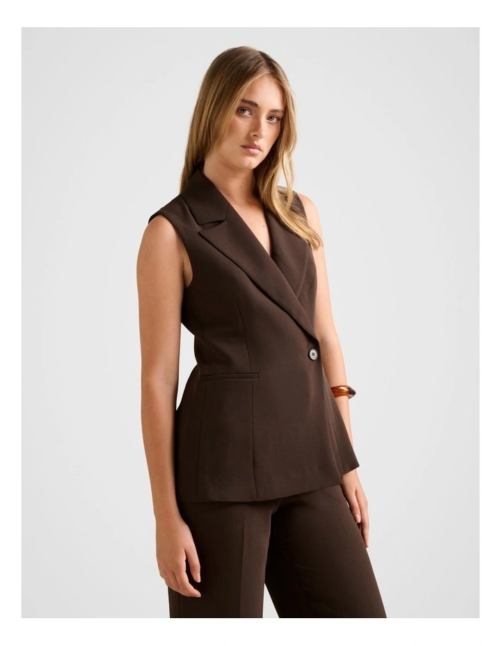 Arden Sleeveless Blazer in Brown image 3