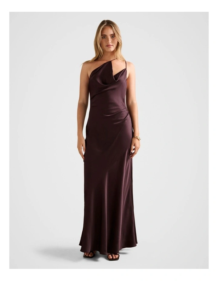 Violetta Cowl Neck Maxi Dress in Brown image 1