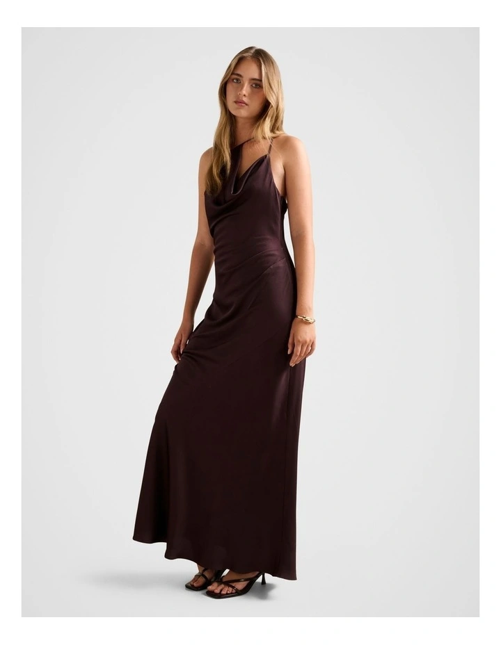 Violetta Cowl Neck Maxi Dress in Brown image 3