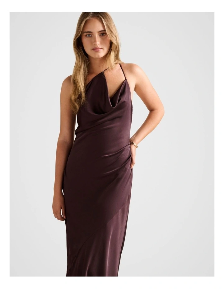 Violetta Cowl Neck Maxi Dress in Brown image 4