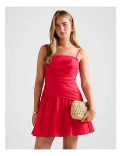 Solene Cotton Mini Dress in Red
