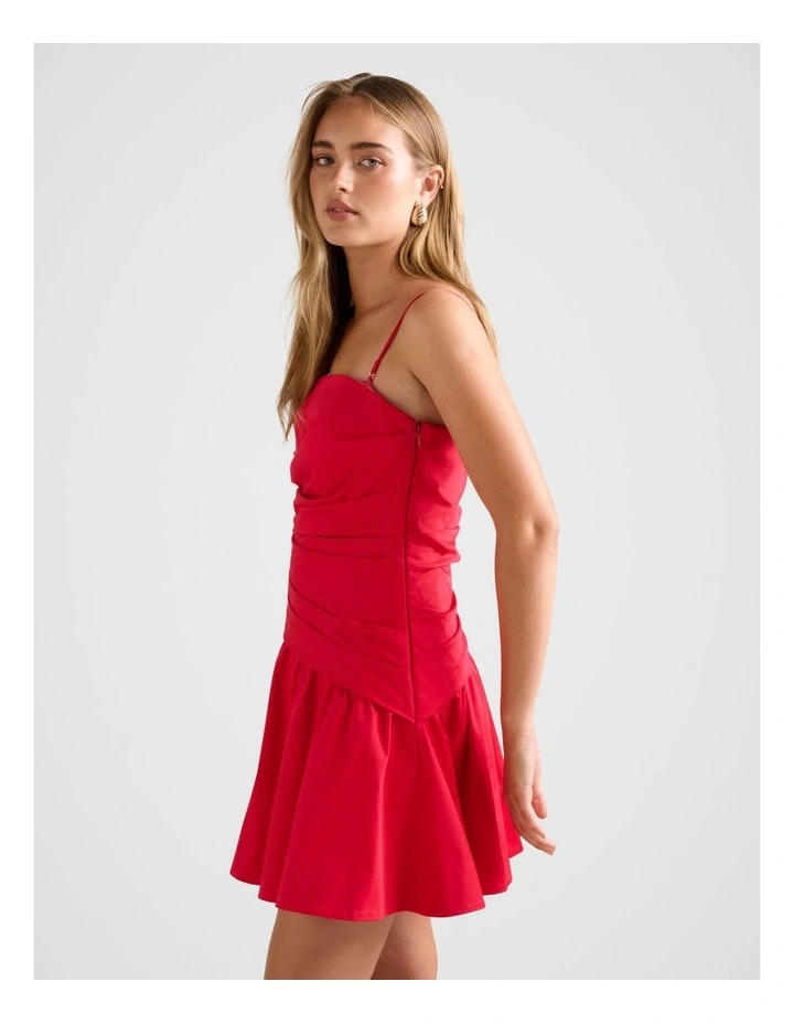 Solene Cotton Mini Dress in Red image 3