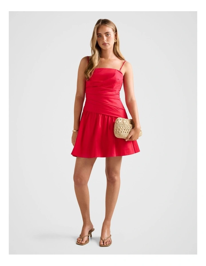 Solene Cotton Mini Dress in Red image 5