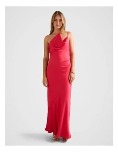 Violetta Cowl Neck Maxi Dress in Red