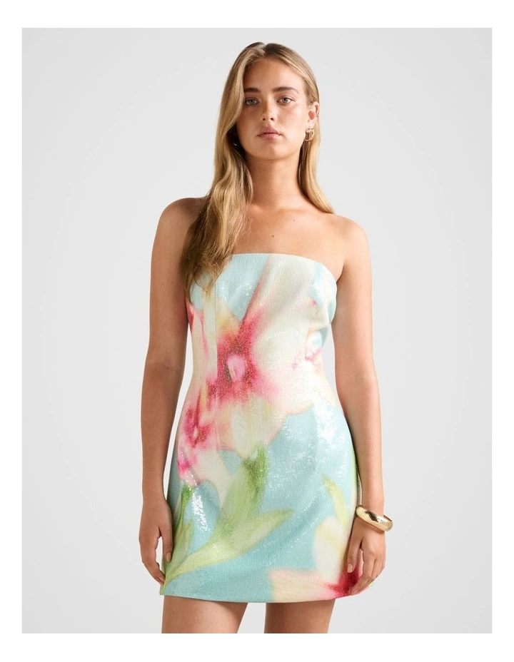 Ria Strapless Sequin Mini Dress in Multi image 1