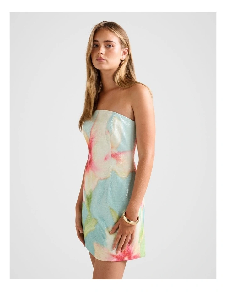 Ria Strapless Sequin Mini Dress in Multi image 3