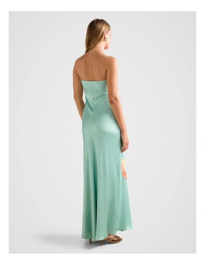 Estelle Satin Strapless Maxi Dress in Blue image 2