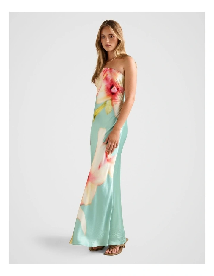 Estelle Satin Strapless Maxi Dress in Blue image 3