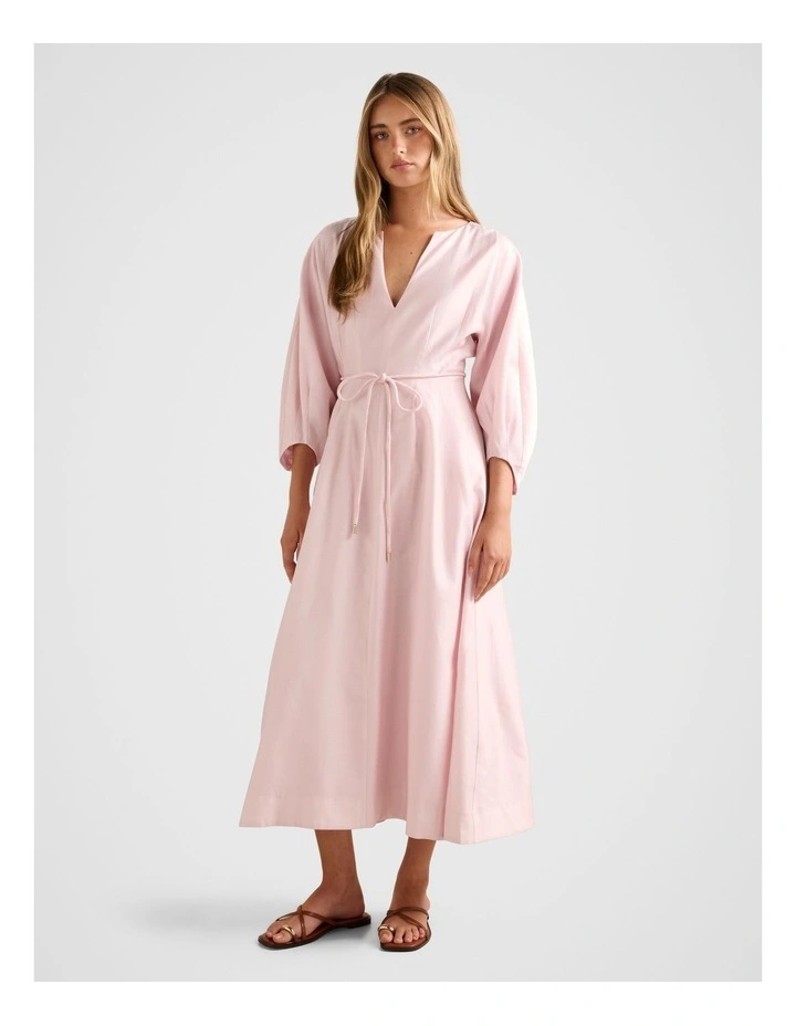 Scarlett Seam Detail Midi Dress in Pink image 1