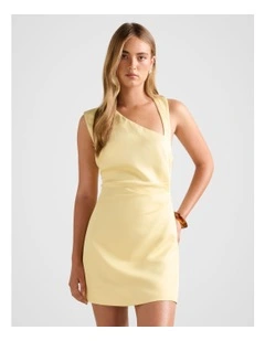 Jayde Asymmetric Mini Dress in Yellow