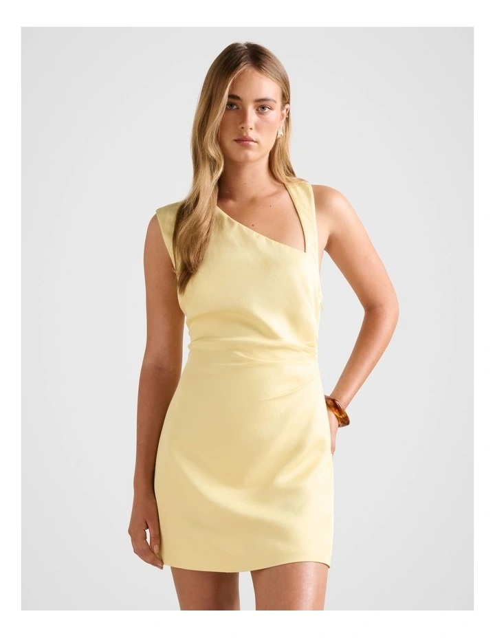 Jayde Asymmetric Mini Dress in Yellow image 1
