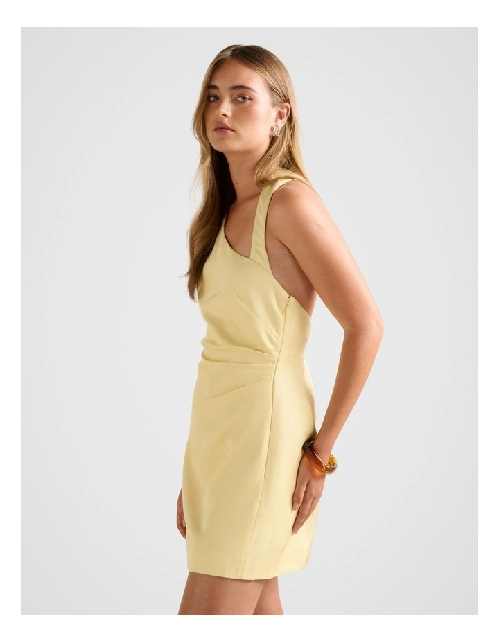 Jayde Asymmetric Mini Dress in Yellow image 3
