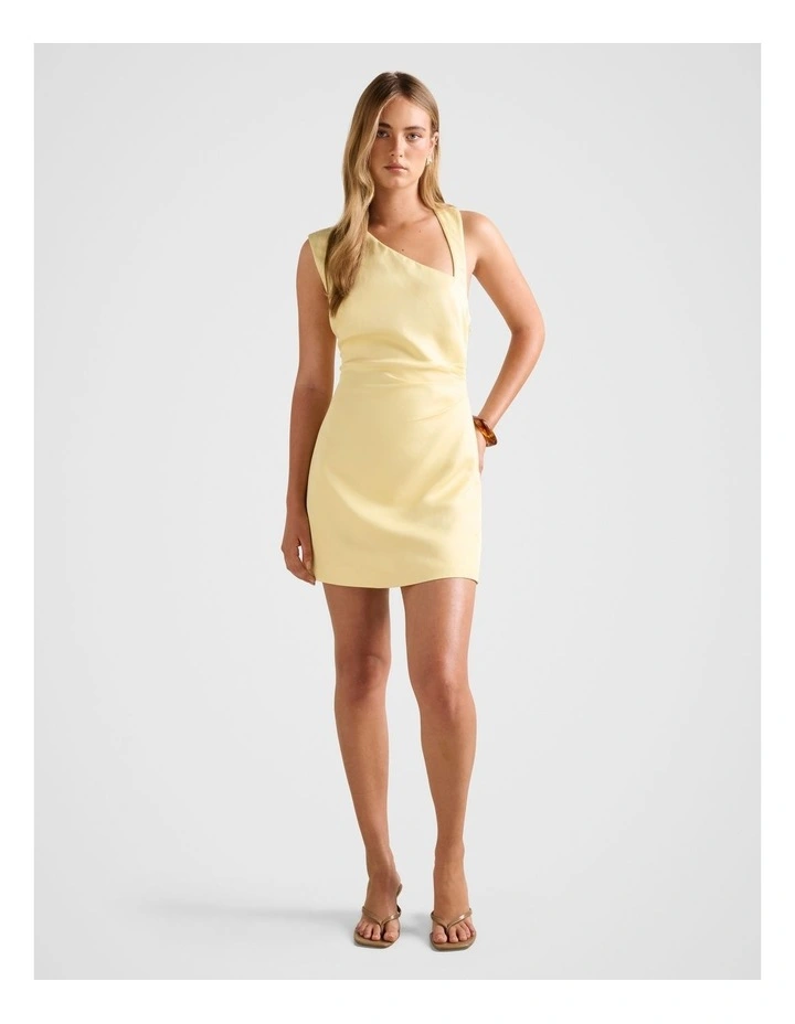 Jayde Asymmetric Mini Dress in Yellow image 5