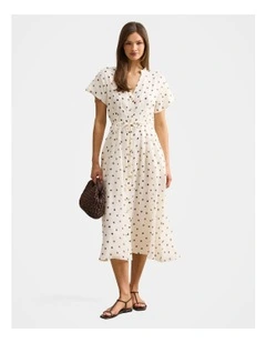 Jemma Shirt Midi Dress in Cream