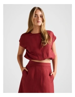 Georgina Bubble Hem Top in Red