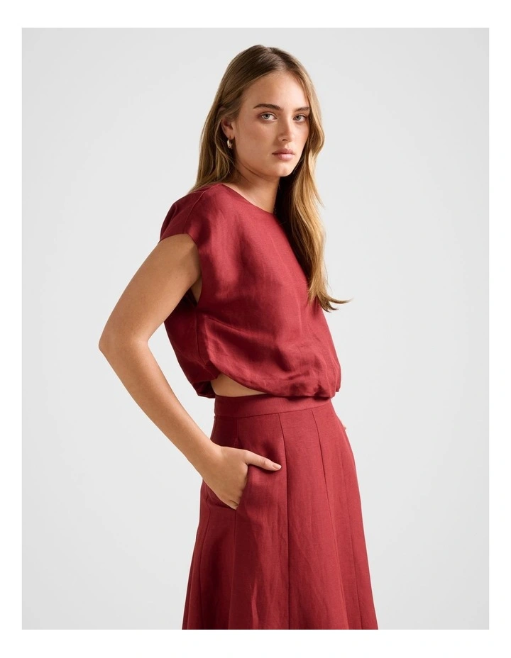 Georgina Bubble Hem Top in Red image 3