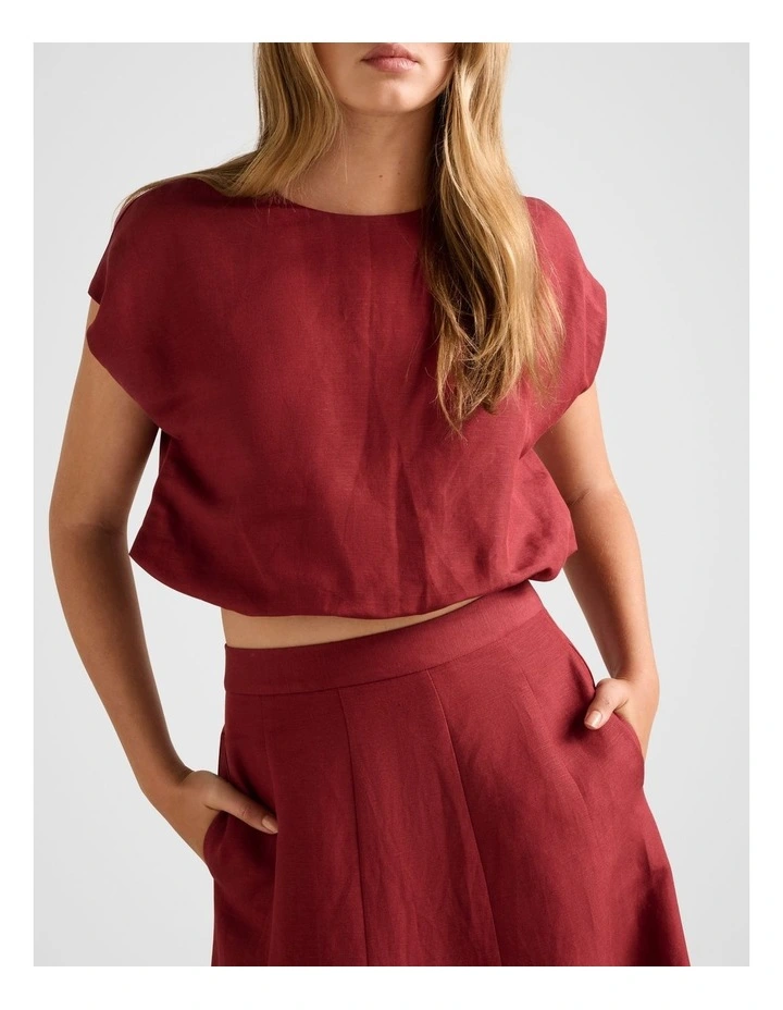 Georgina Bubble Hem Top in Red image 4