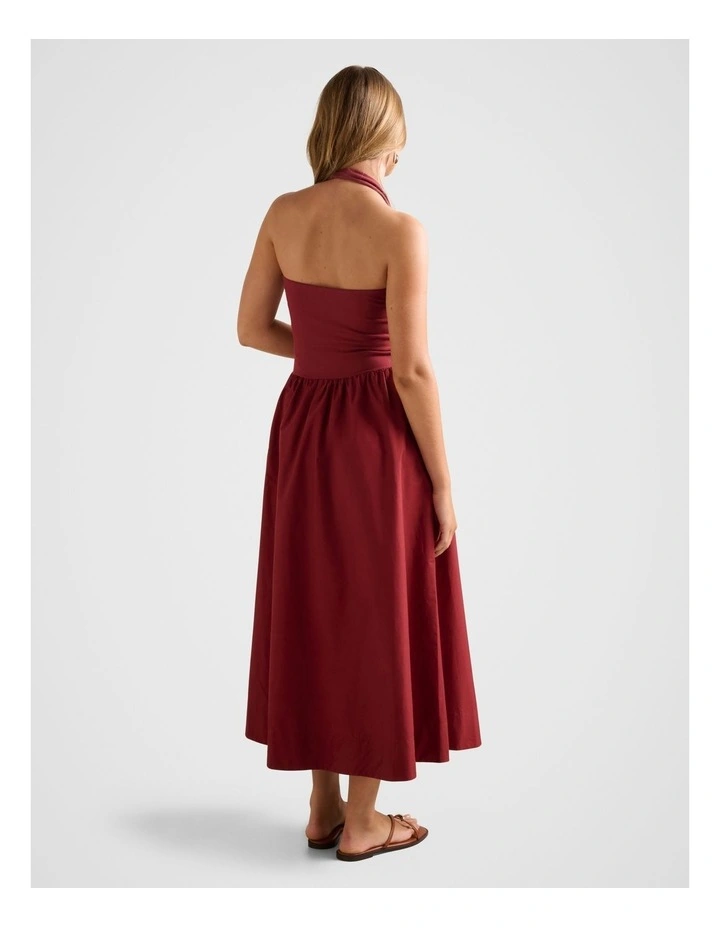Margot 2-in-1 Halter Neck Midi Dress in Red image 2