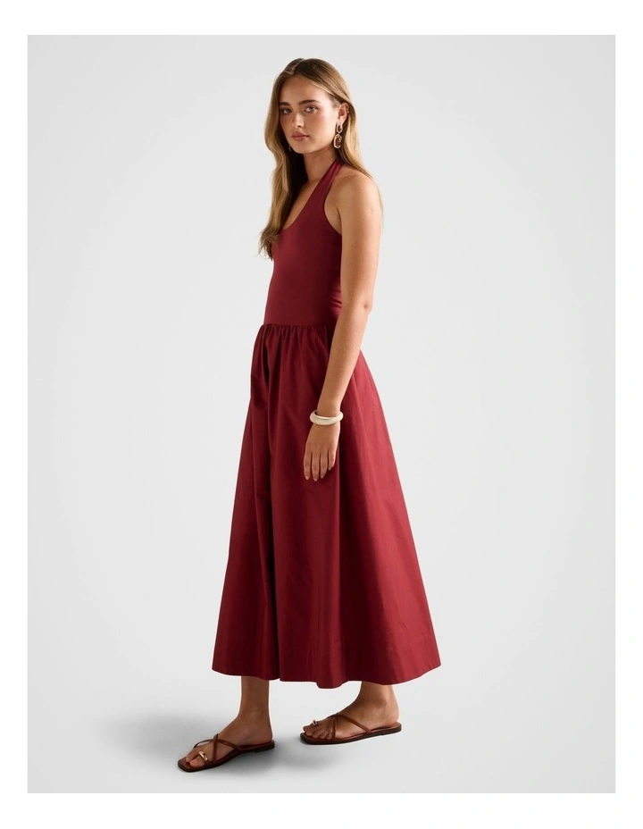 Margot 2-in-1 Halter Neck Midi Dress in Red image 3