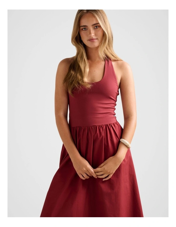 Margot 2-in-1 Halter Neck Midi Dress in Red image 4