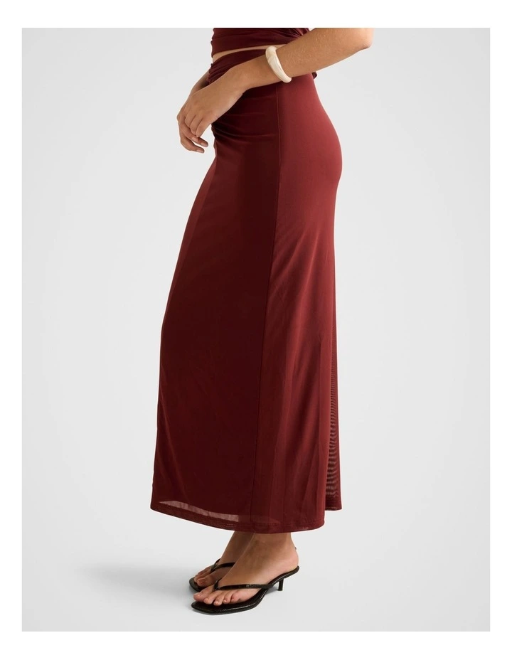 Savannah Ruched Mesh Skirt in Red image 3