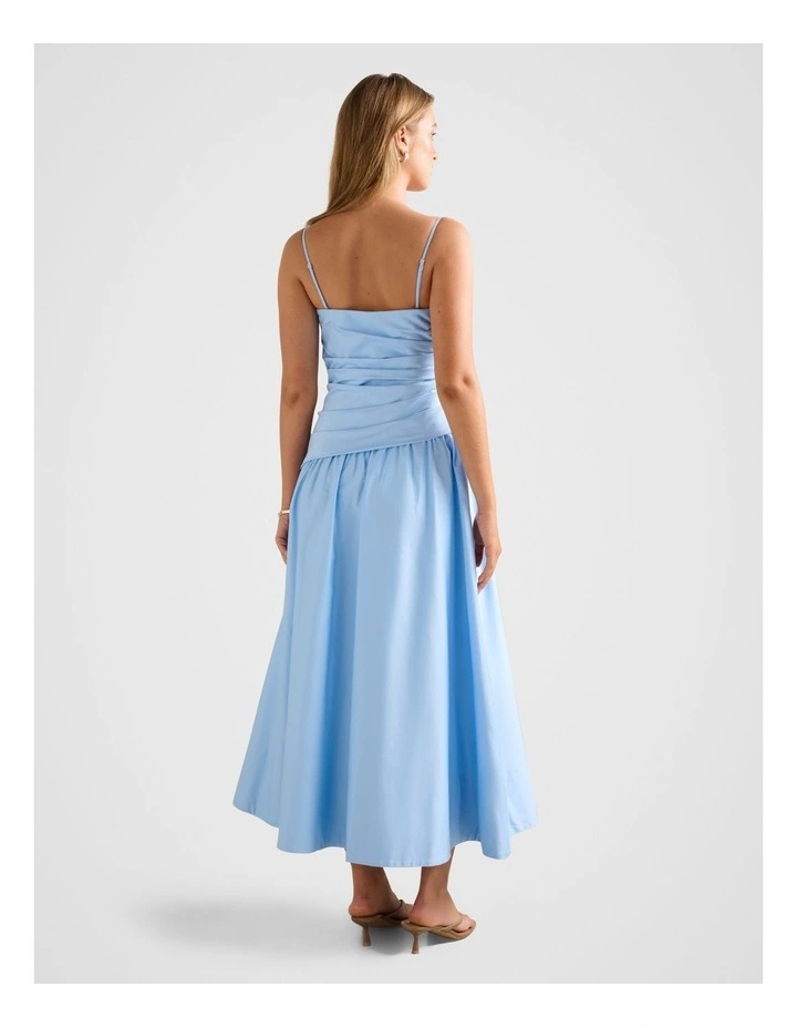 Ashton Ruched Midi Dress in Blue image 2